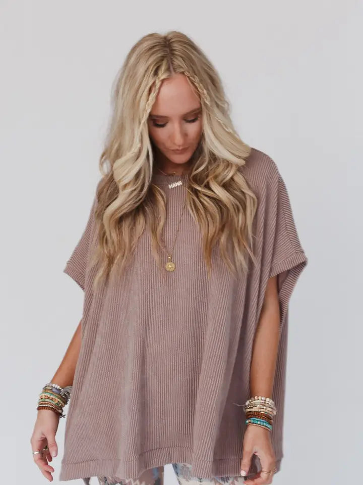 Moon Glow Texture Knit Top- Acorn