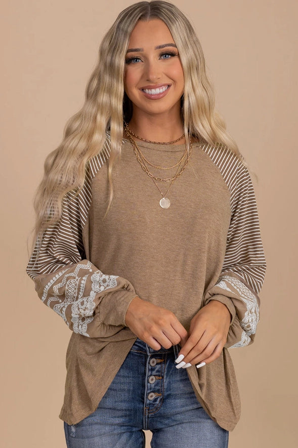 Floral Drift French Beige Pullover