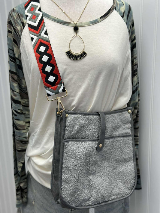 Sherpa Crossbody Bag- Grey