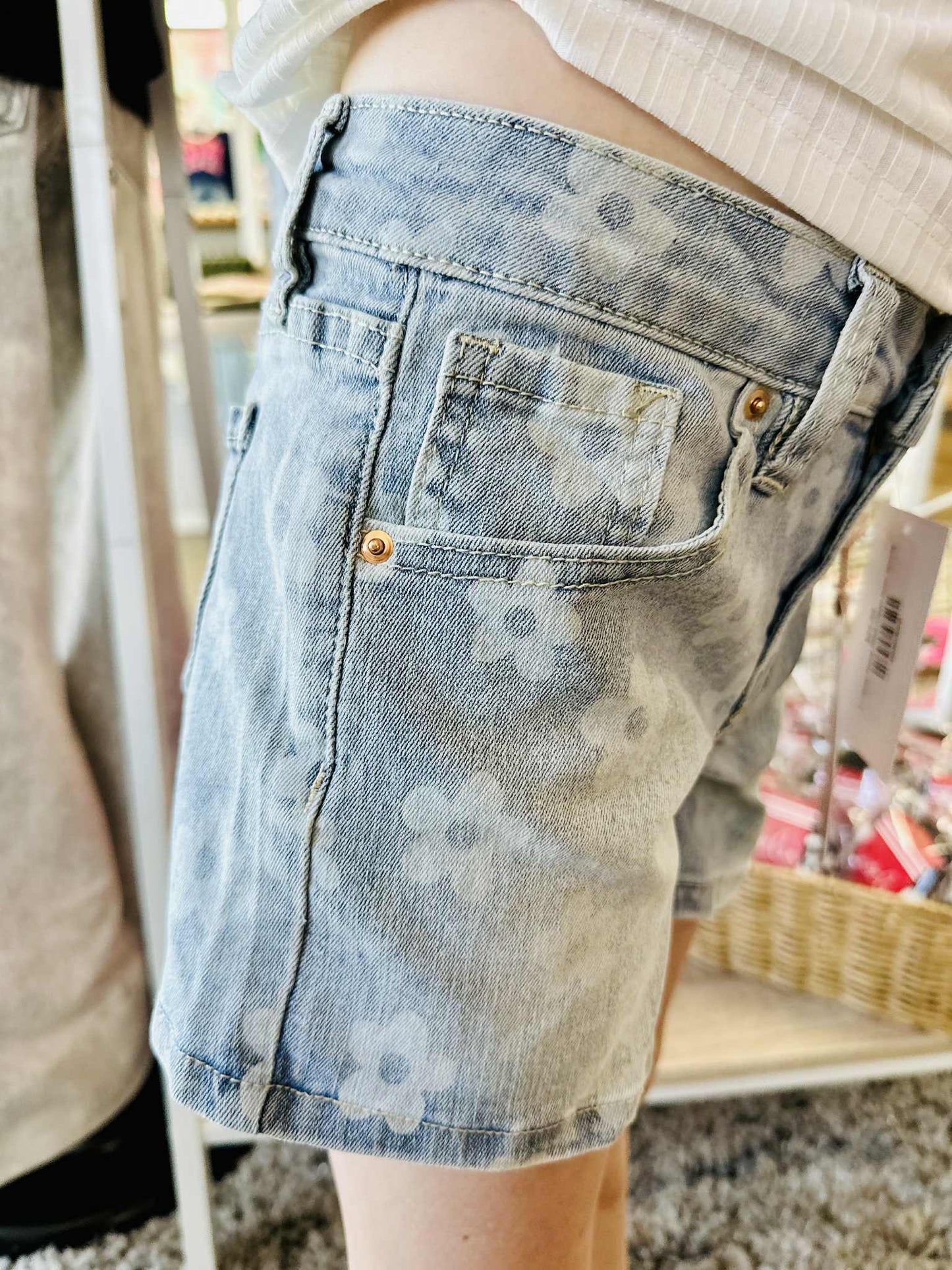 Girls' Floral Print Clean Hem Shorts