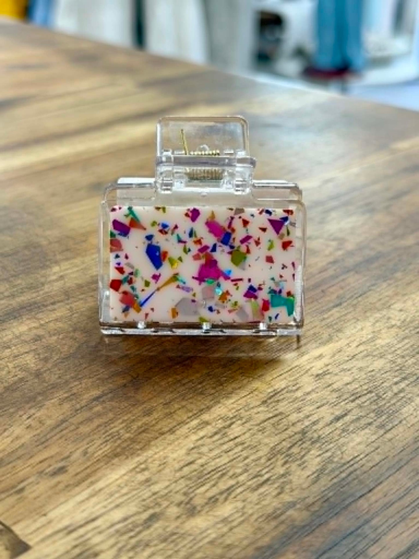 White/Colorful Confetti Claw Clip