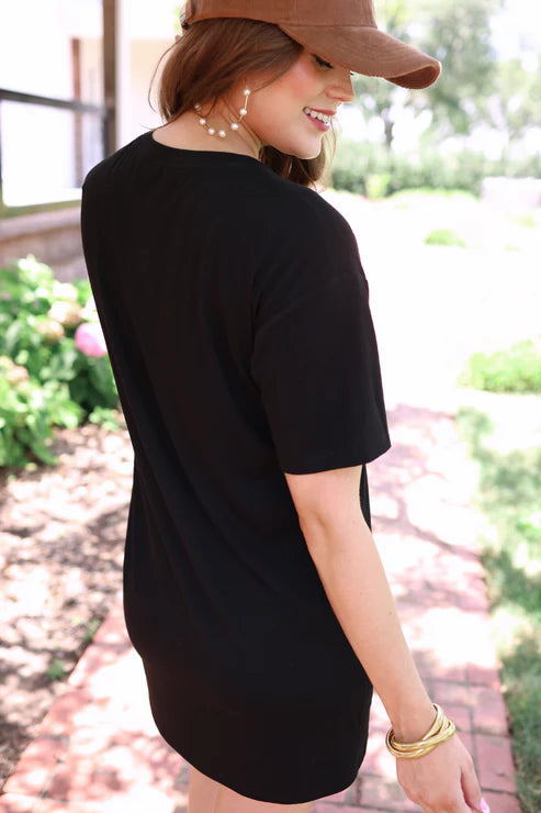 Bailey Basic T-Shirt Dress- Black