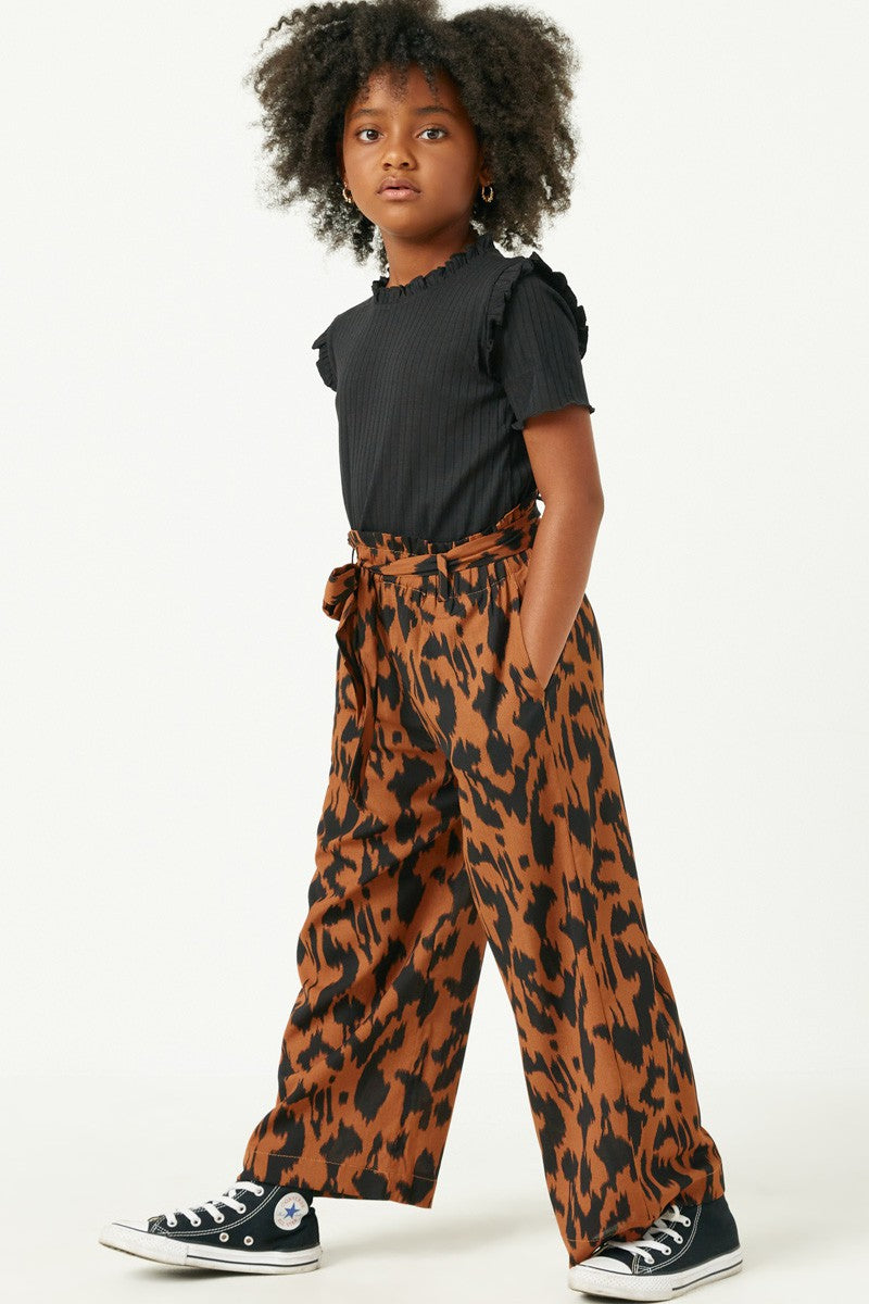 Kids Ruffle Collar Knit Top -Black