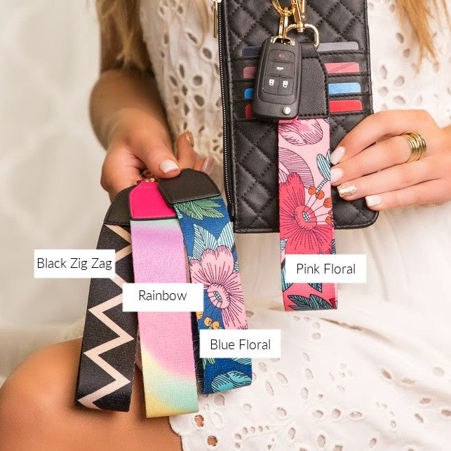 Quilted Large Credit Card Wallet with Pattern Wristlet - Boho Pink/Cream