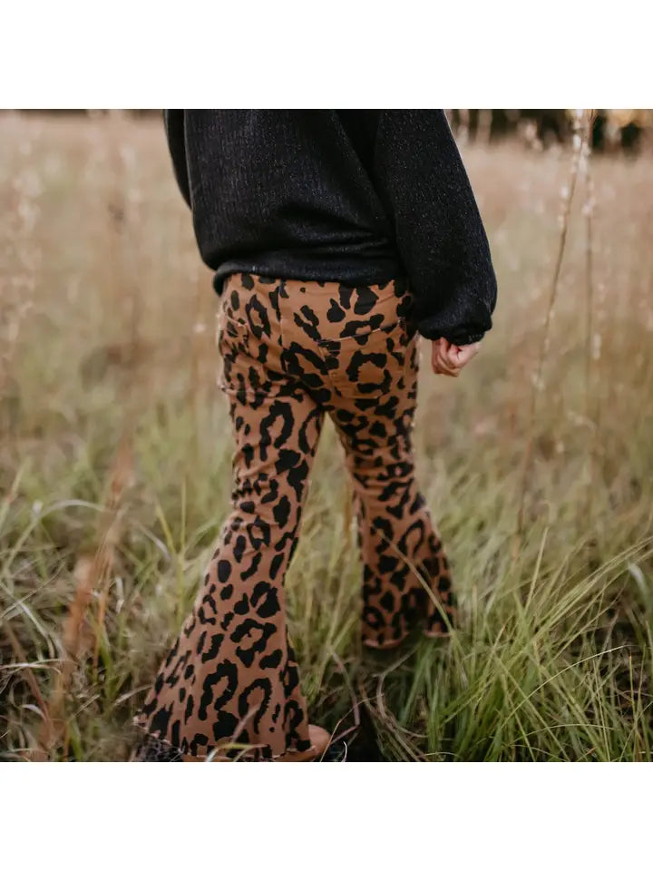 Leopard Flare Denim Pants- Kids