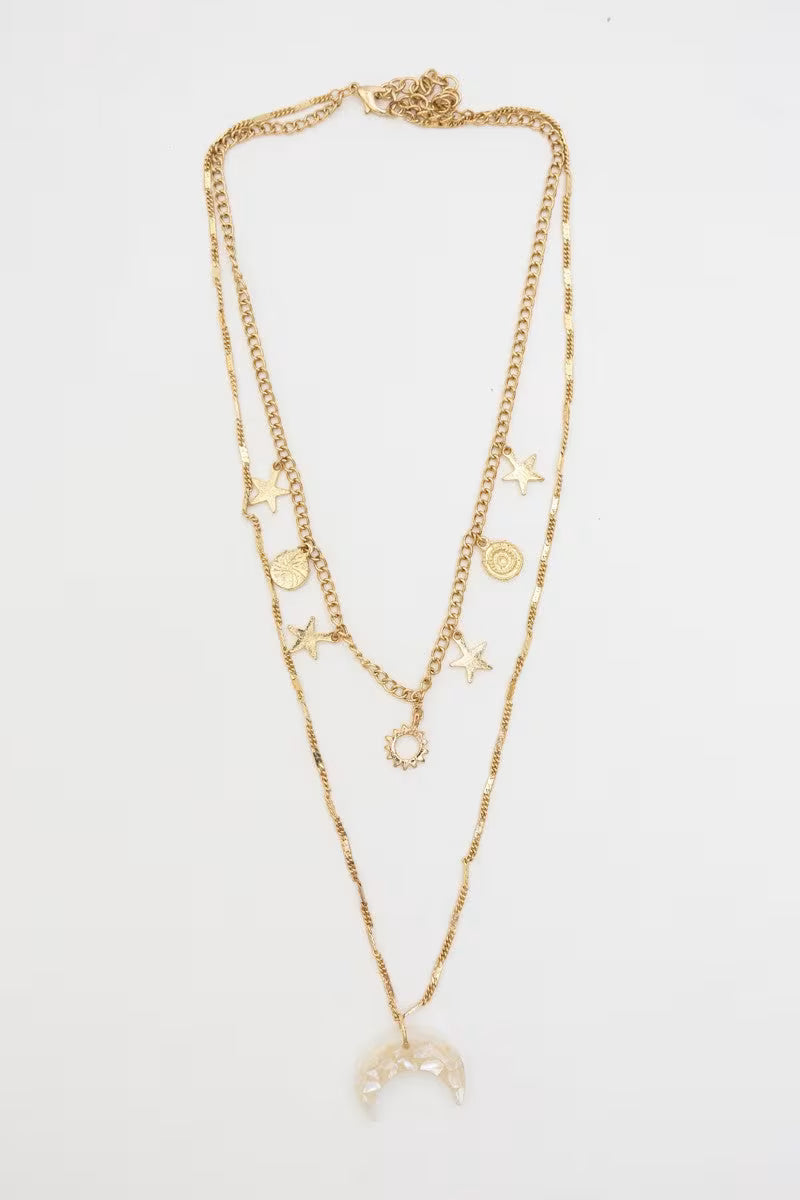 Celestial Moon Layered Necklace