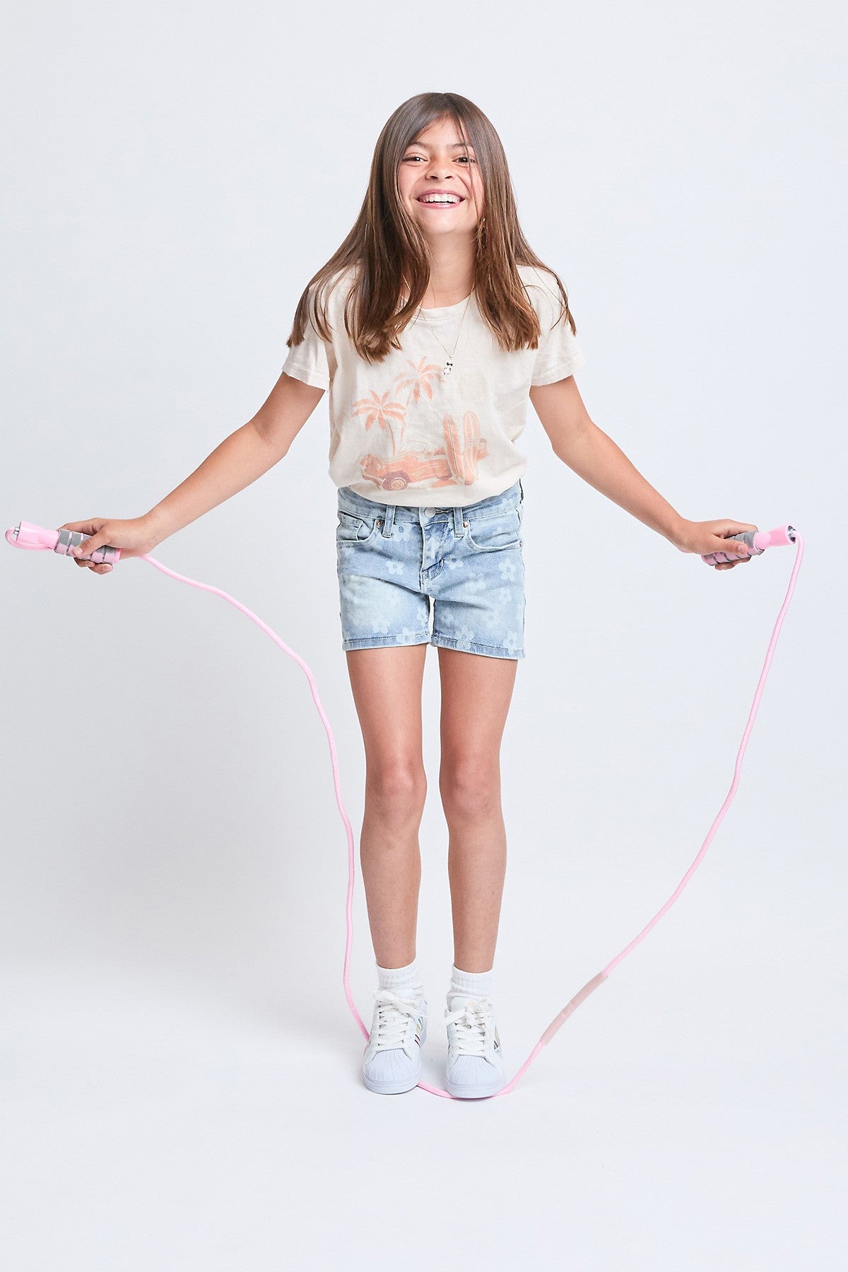 Girls' Floral Print Clean Hem Shorts