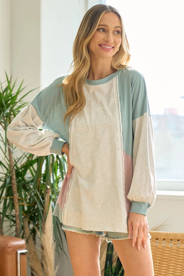 “Sunday Stroll” Colorblock Pullover