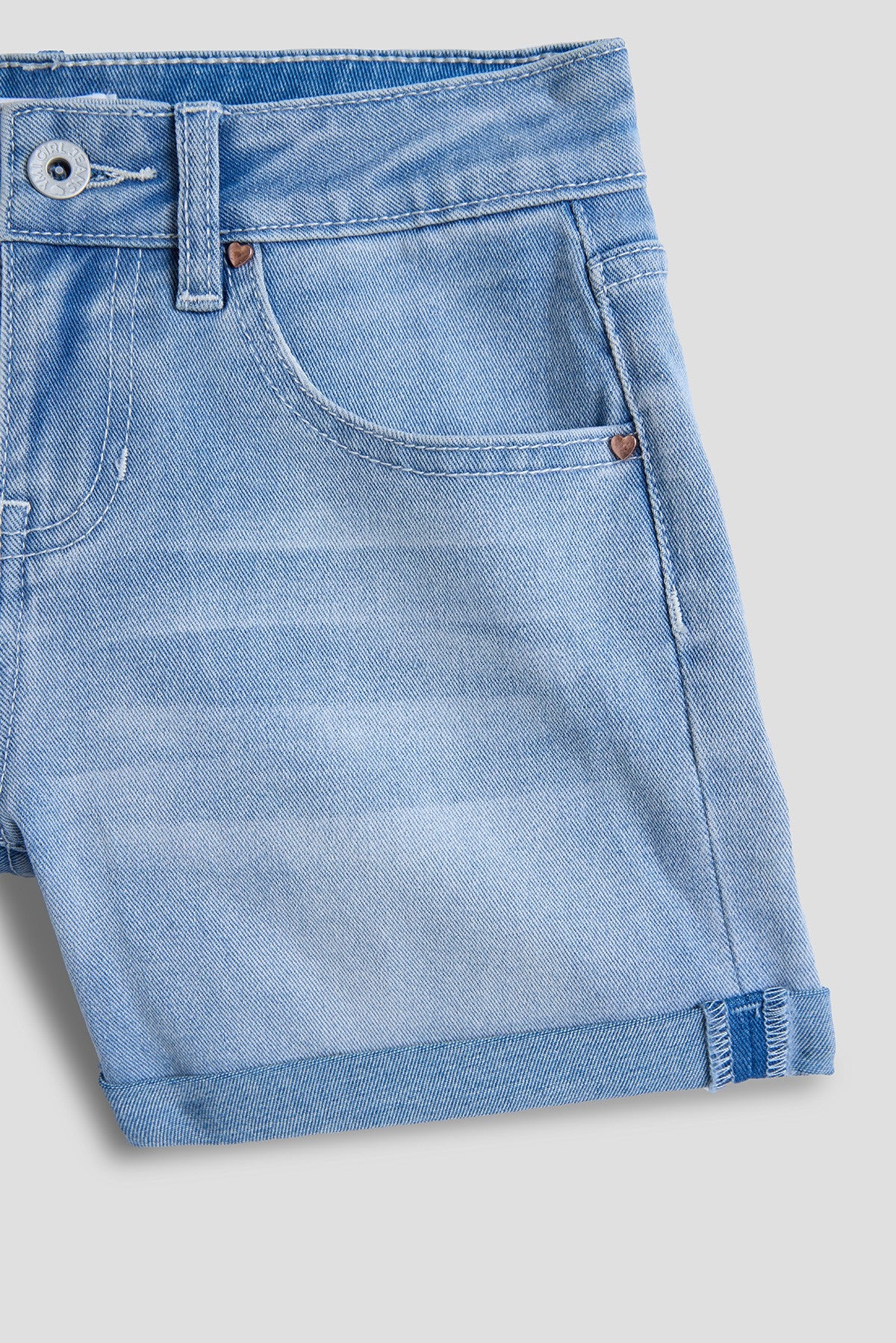 Girls Basic 5 Pocket Denim Short With Cuff