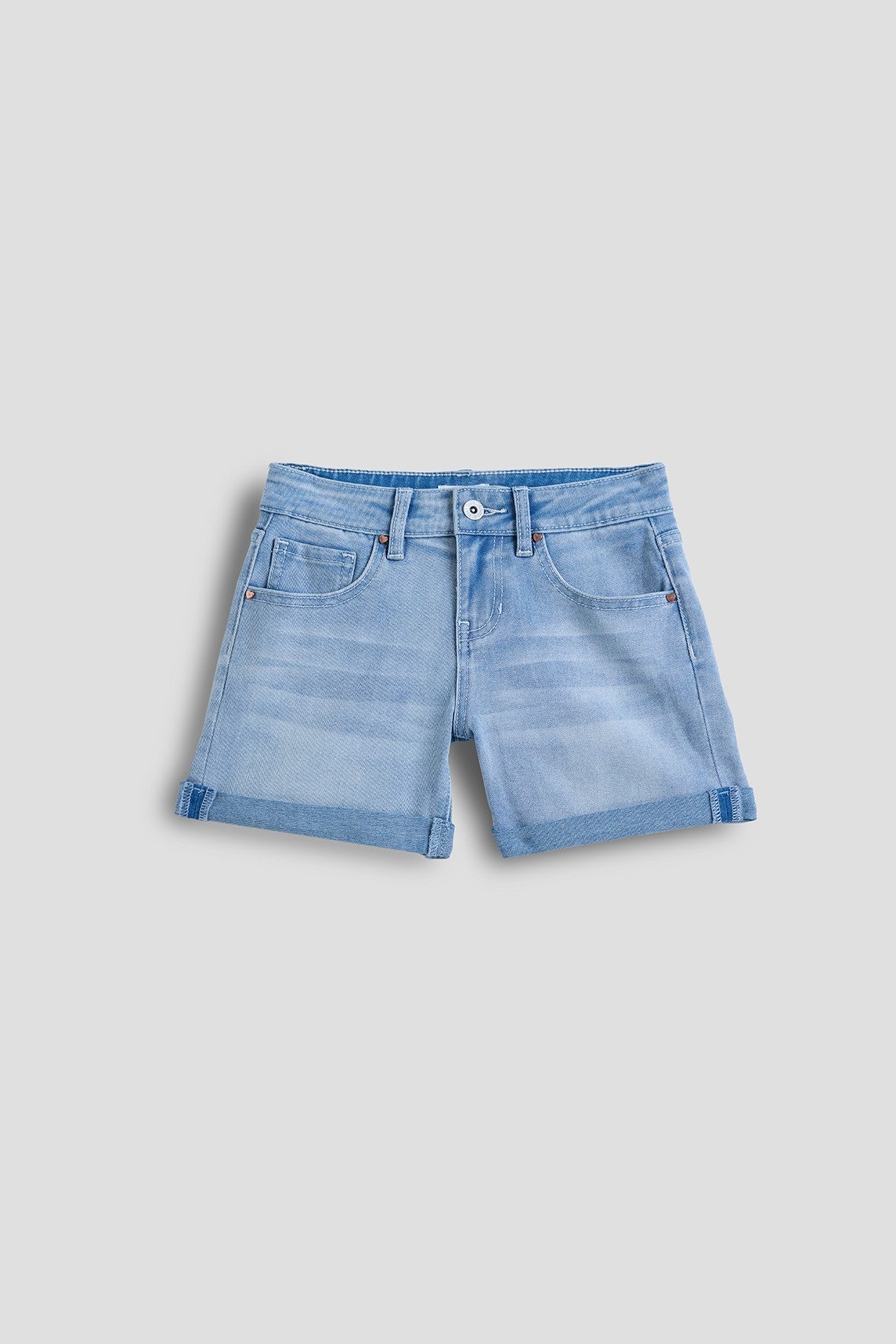 Girls Basic 5 Pocket Denim Short With Cuff