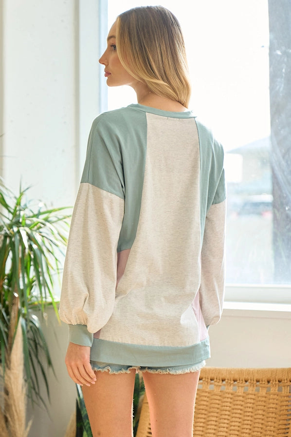 “Sunday Stroll” Colorblock Pullover