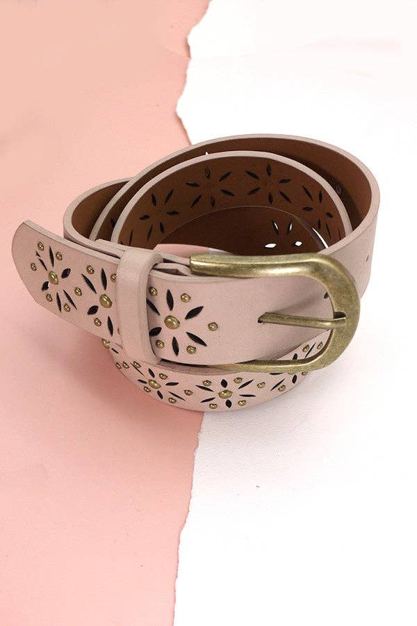 Flower Cutout Belt- Taupe