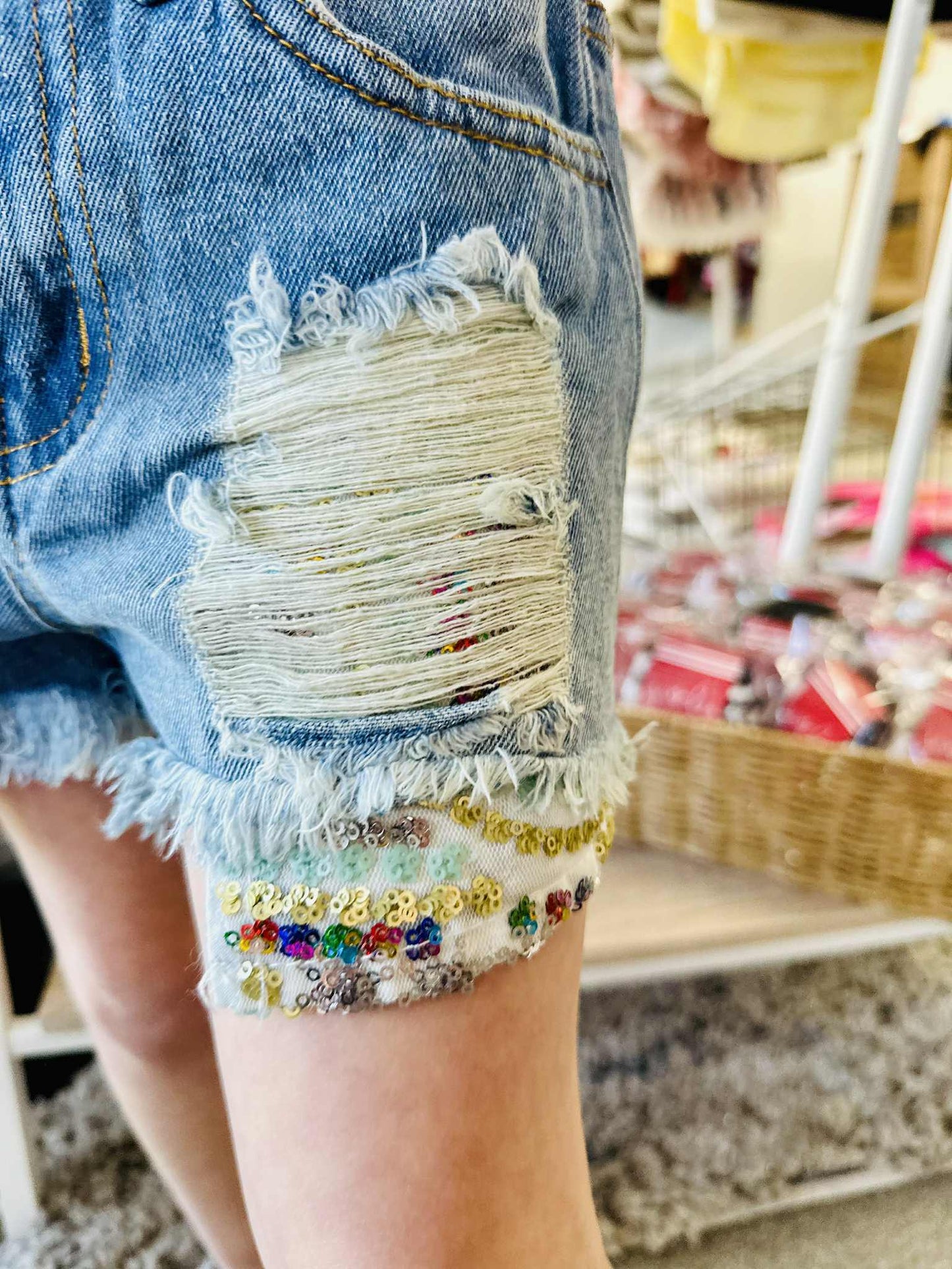 Kids Distressed Denim Kids Shorts