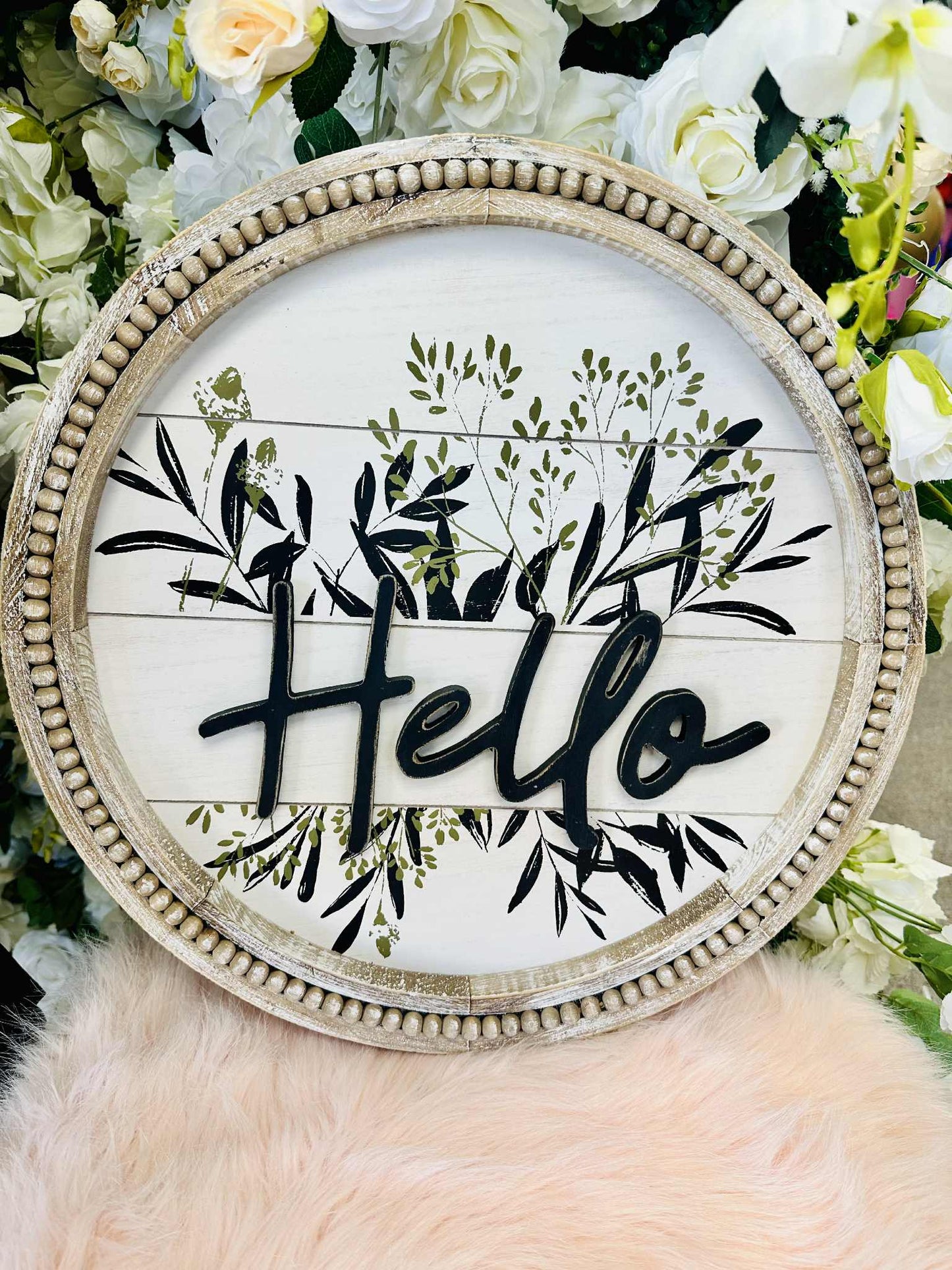 Beaded Hello Sign 19x19