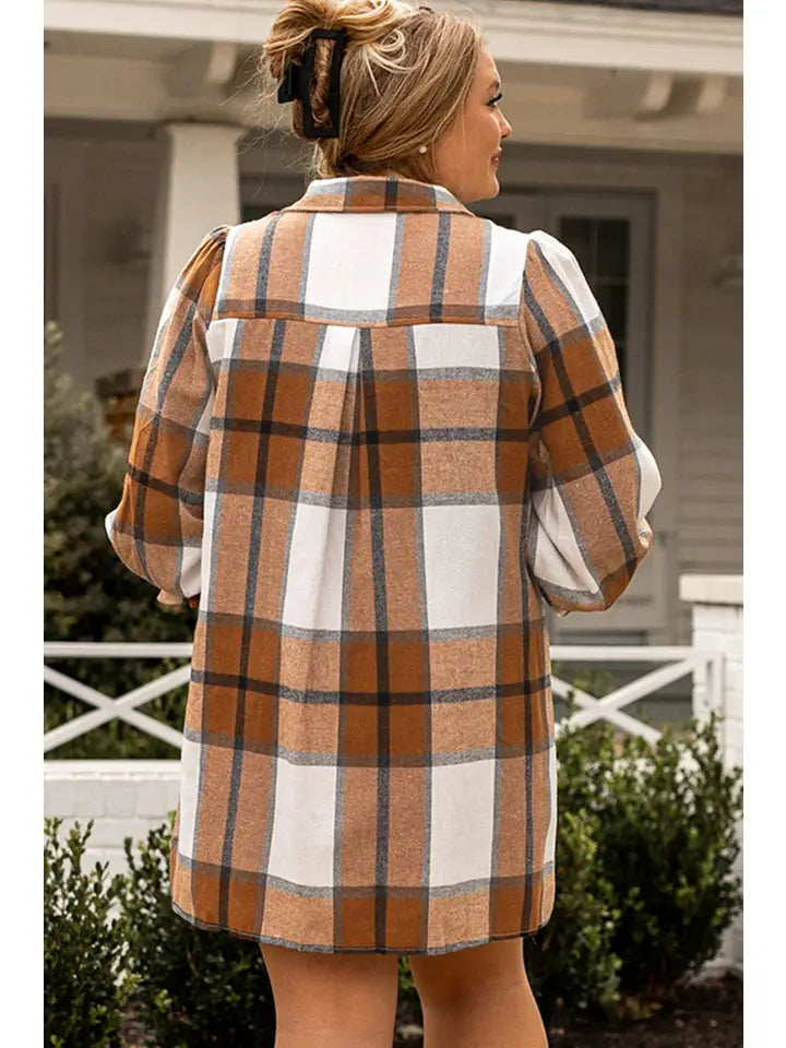 Rustic Charm Plaid Shirt Dress