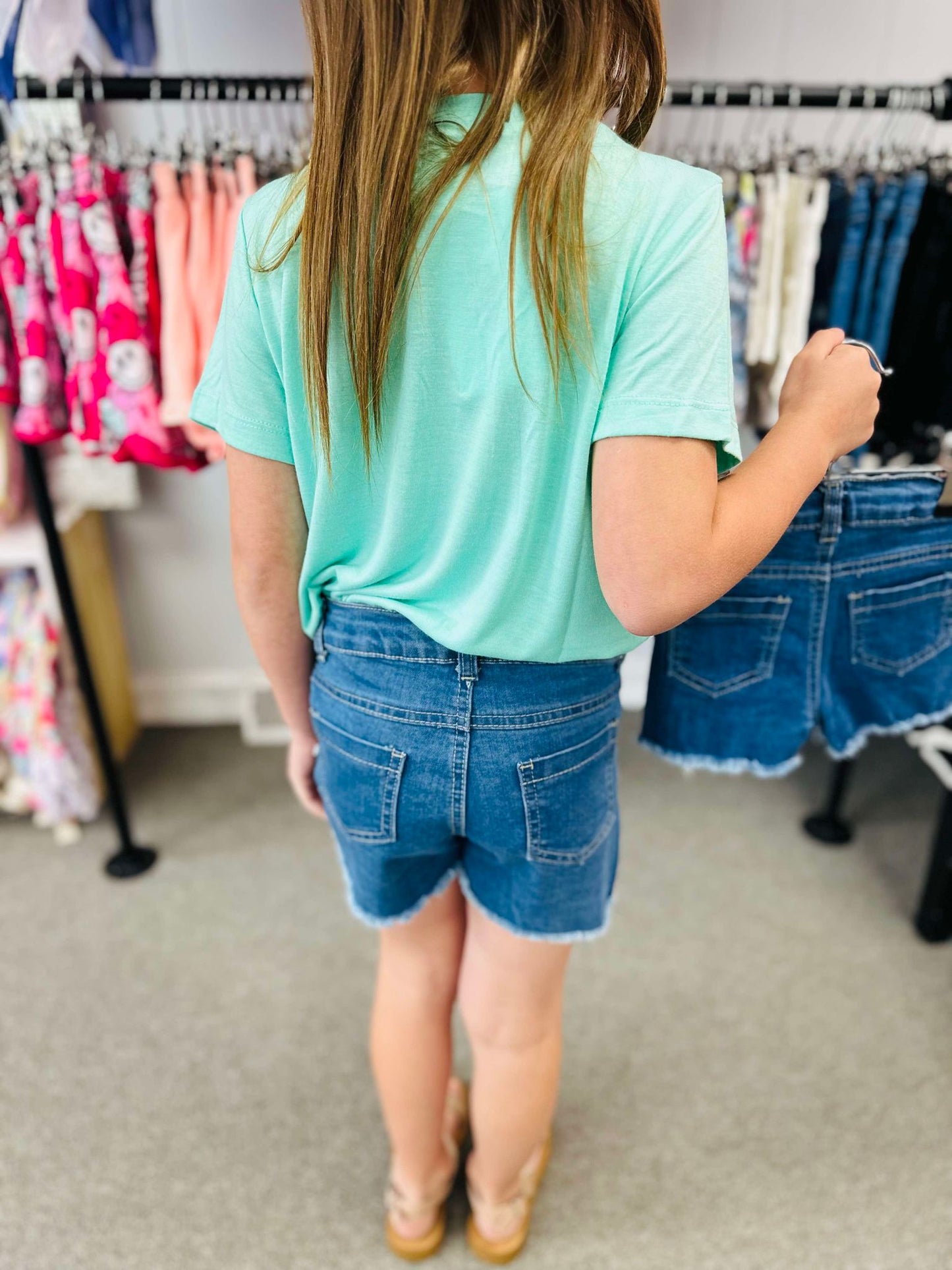 Dark Wash Distressed Denim Shorts