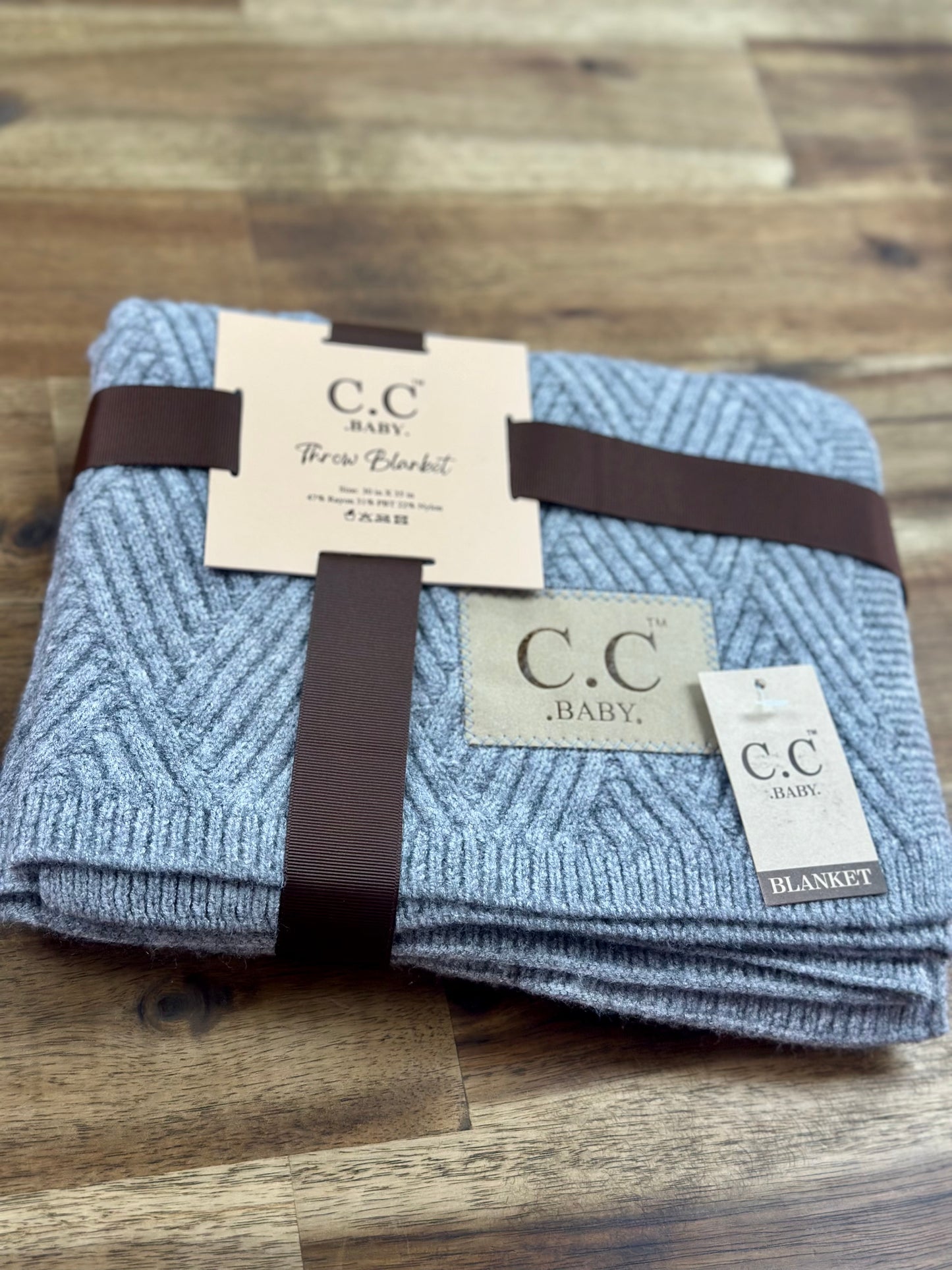 Baby Throw Blanket - Diagonal Basketweave (Heather Grey)