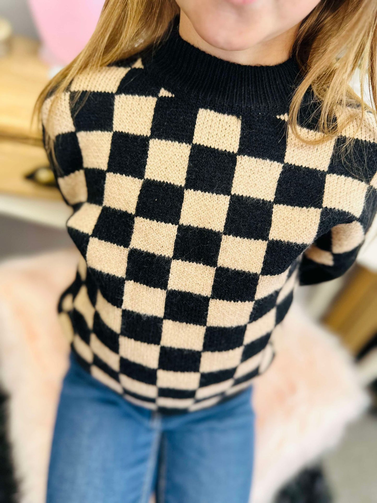 The Clara Checkered Sweater- Kids