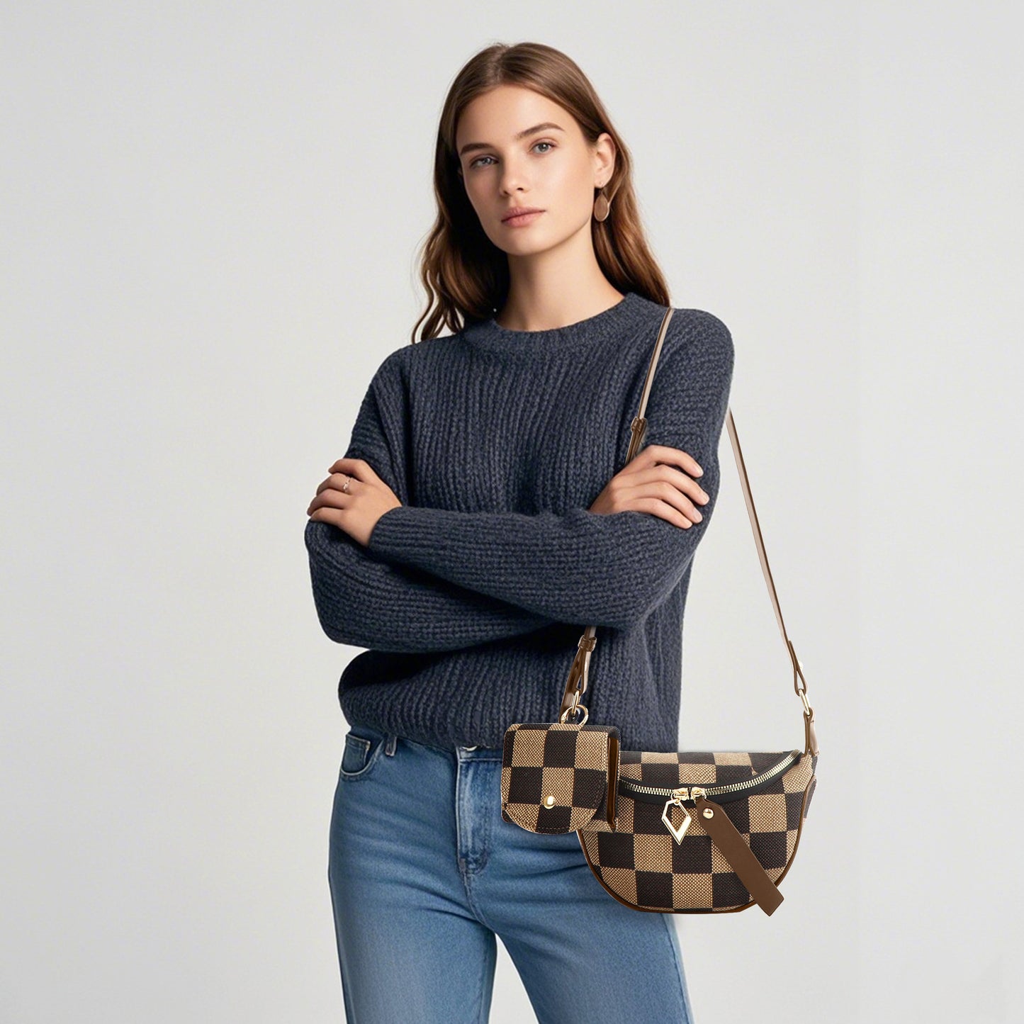 The Jackie Checker Bag with Pouch *PRE-ORDER*