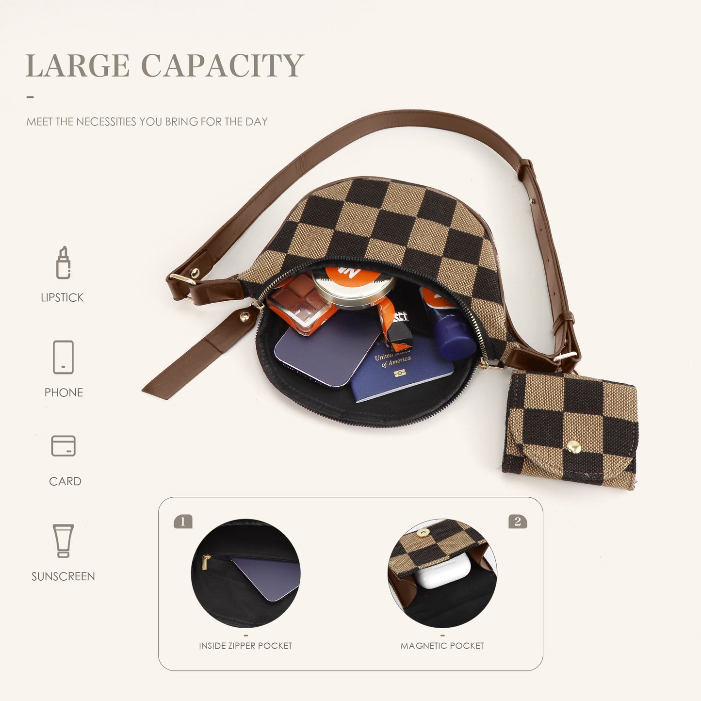 The Jackie Checker Bag with Pouch *PRE-ORDER*