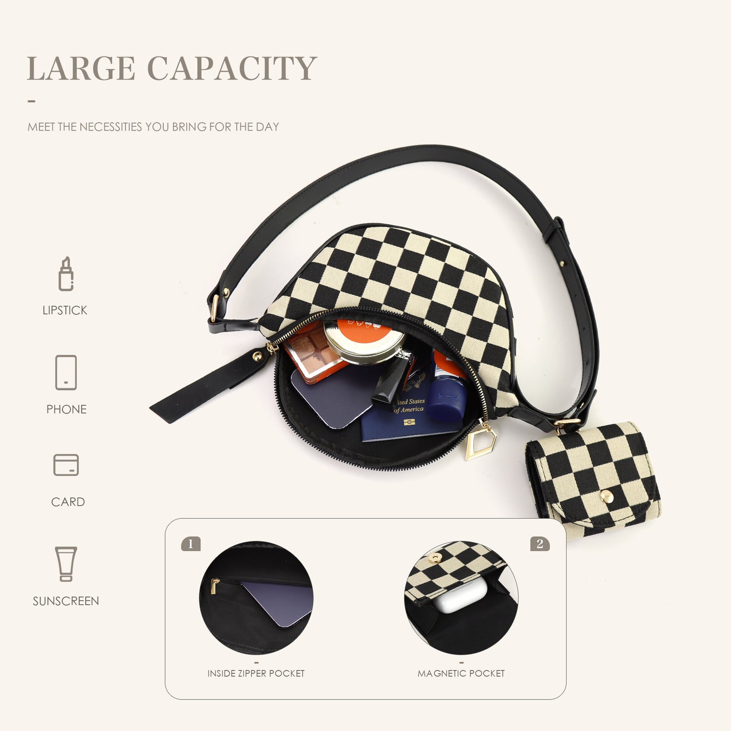 The Jackie Checker Bag with Pouch *PRE-ORDER*