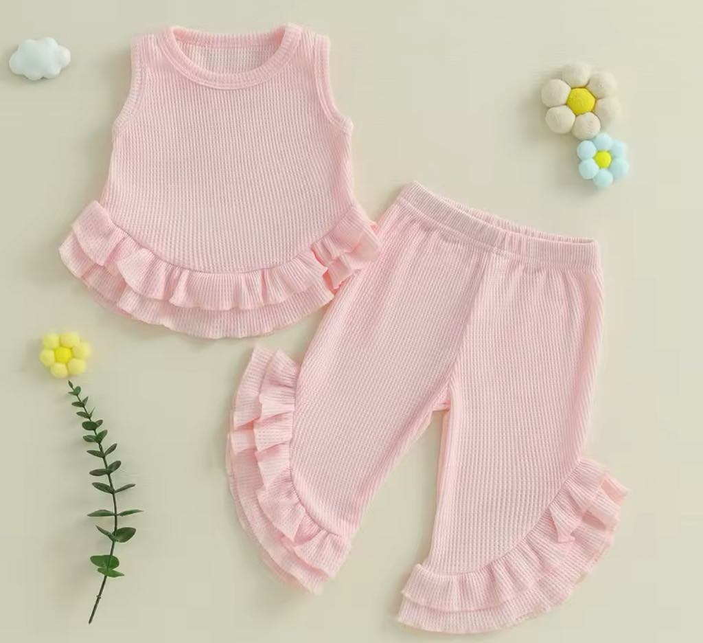 The Randi Waffle and Ruffle Tank & Pant Set *PRE-ORDER*
