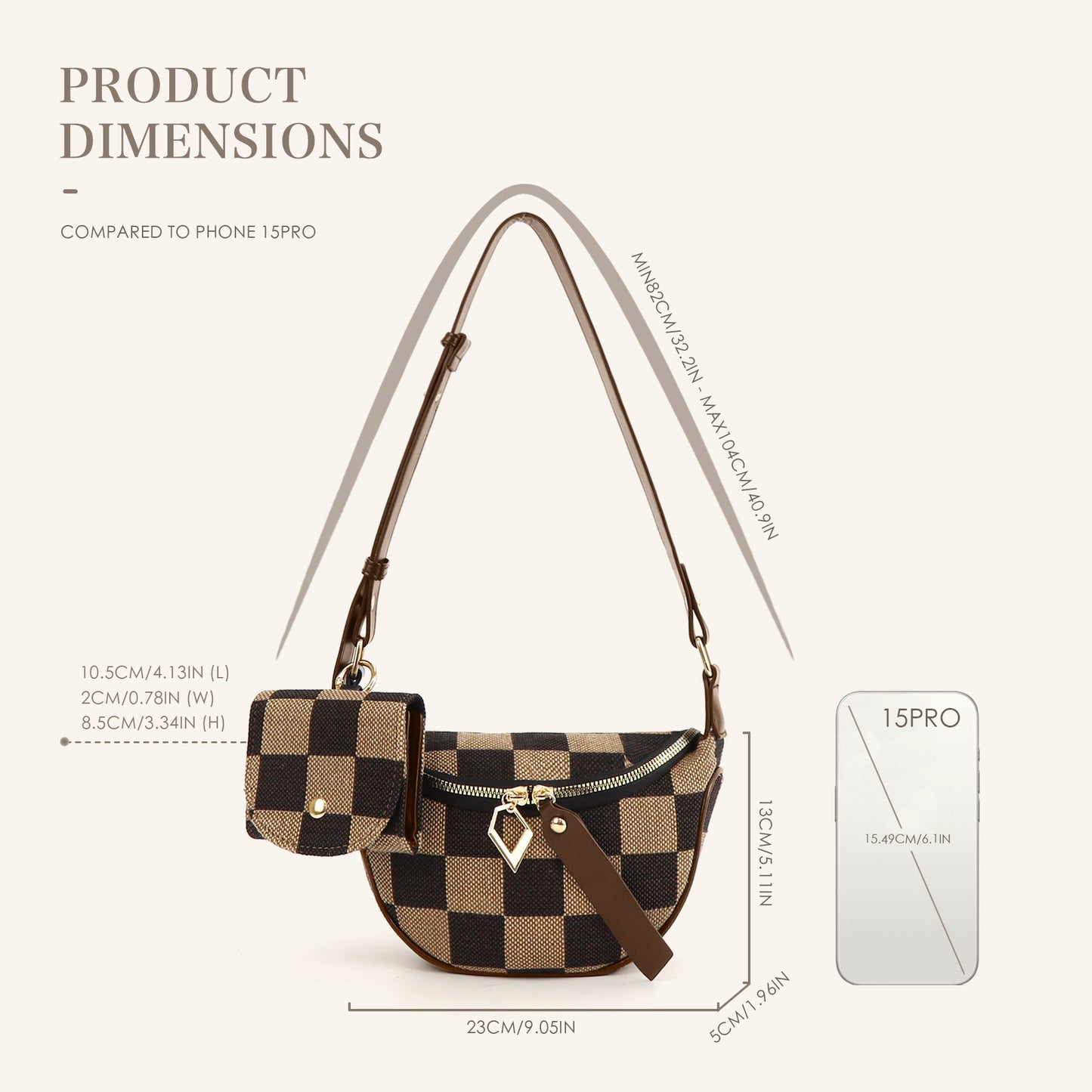 The Jackie Checker Bag with Pouch *PRE-ORDER*