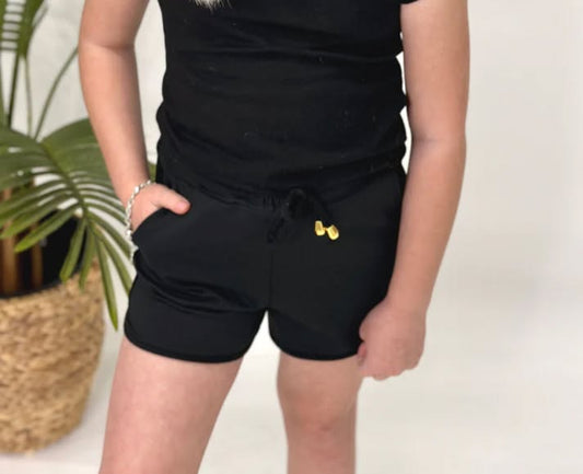Kids After Dark Black Drawstring Everyday Shorts
