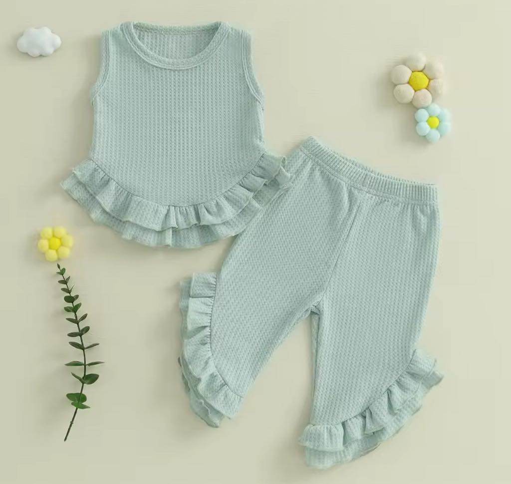 The Randi Waffle and Ruffle Tank & Pant Set *PRE-ORDER*