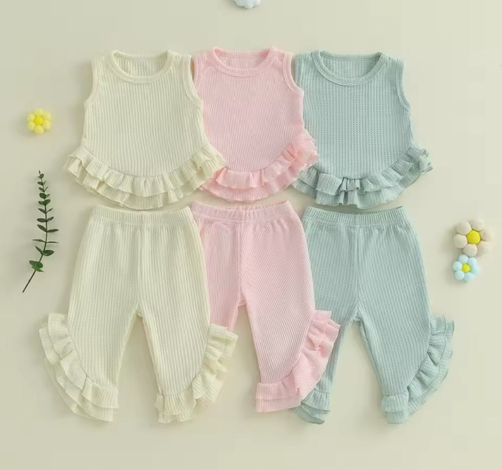 The Randi Waffle and Ruffle Tank & Pant Set *PRE-ORDER*