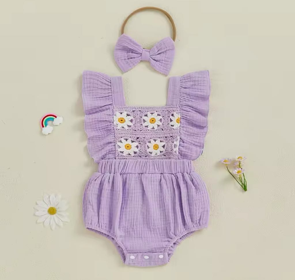The Abigail Crochet & Ruffle Romper *PRE-ORDER*