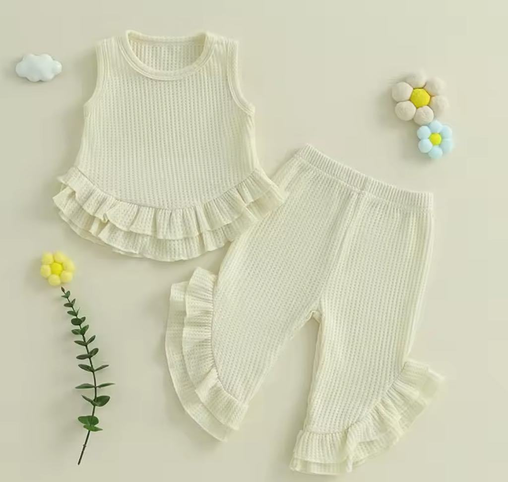 The Randi Waffle and Ruffle Tank & Pant Set *PRE-ORDER*