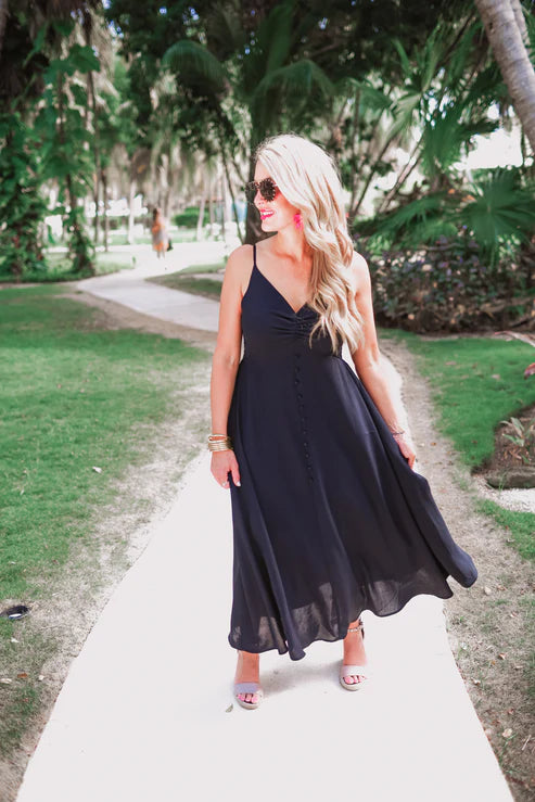 Easy To Please Button Maxi Dress