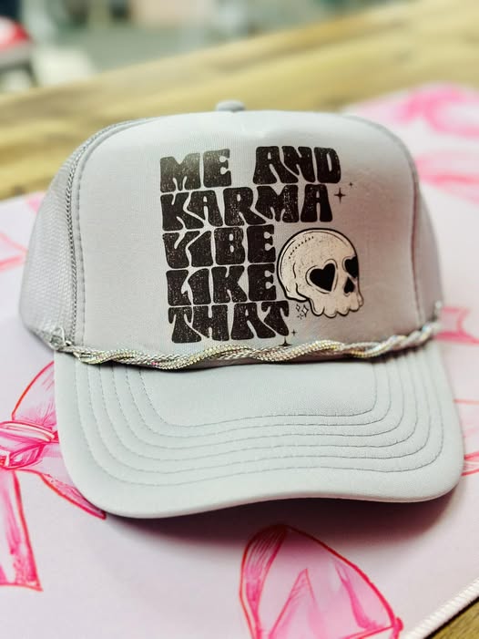 Me & Karma Vibe Like That Graphic Trucker Hat