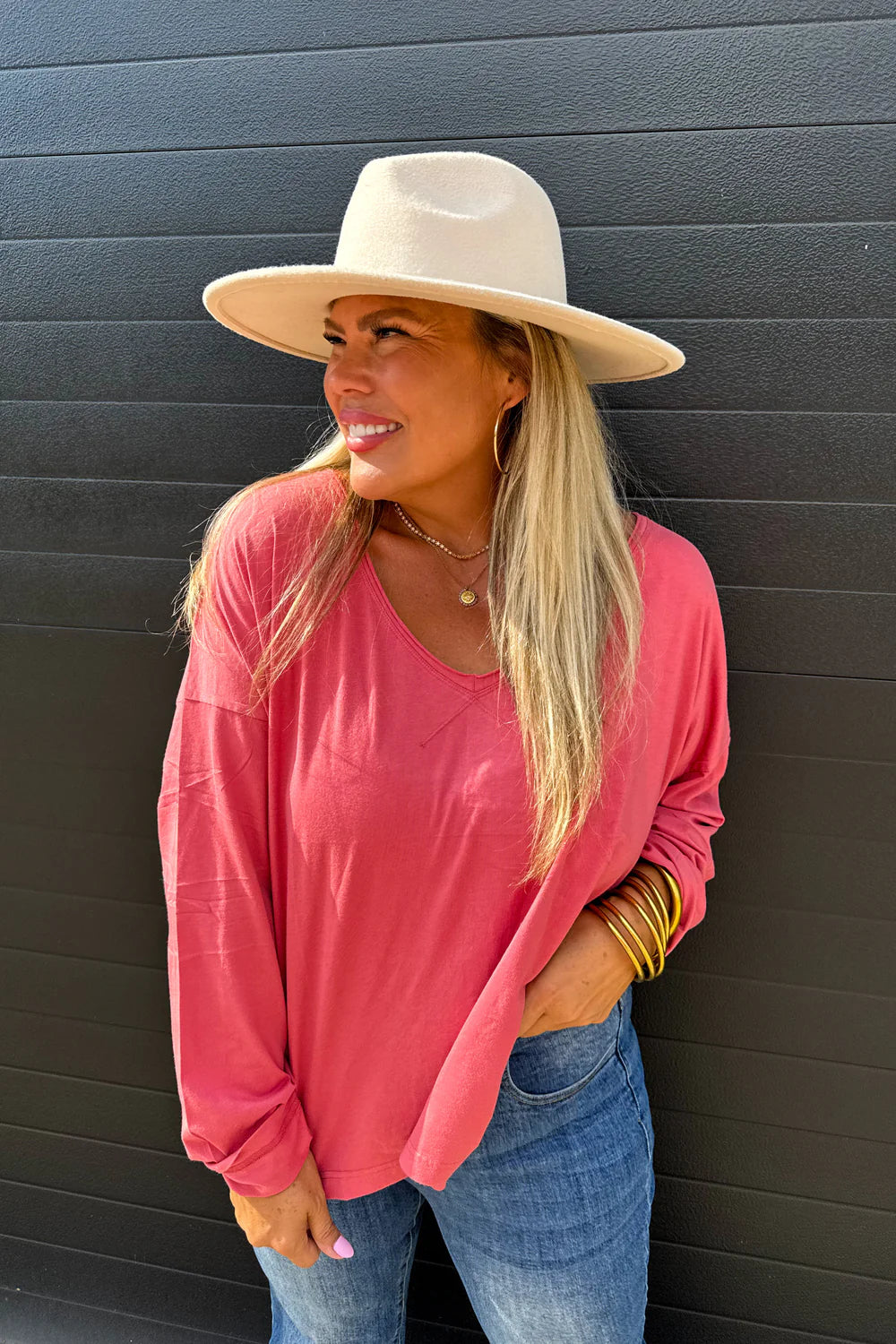 The Parker Basic Washed Tee- Rusty Rose