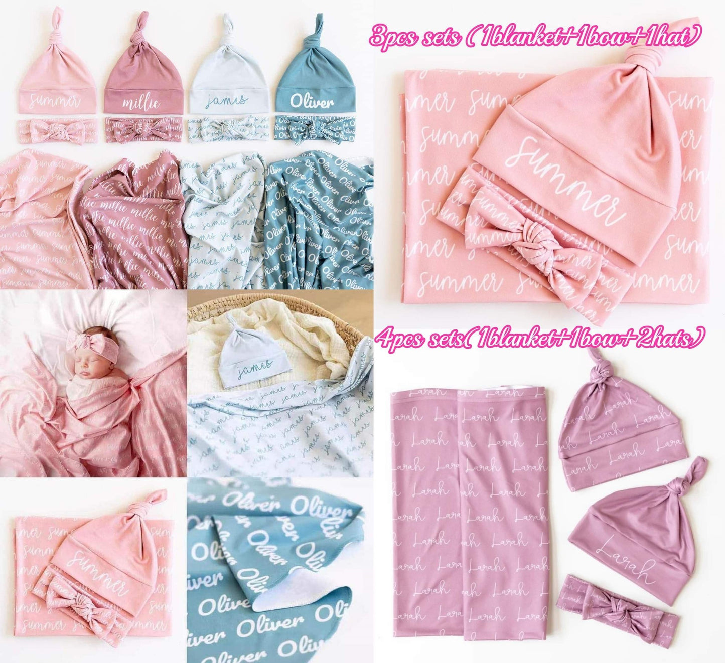 Repeating 3-Piece Blanket and Bow/Hat Set *PRE-ORDER*