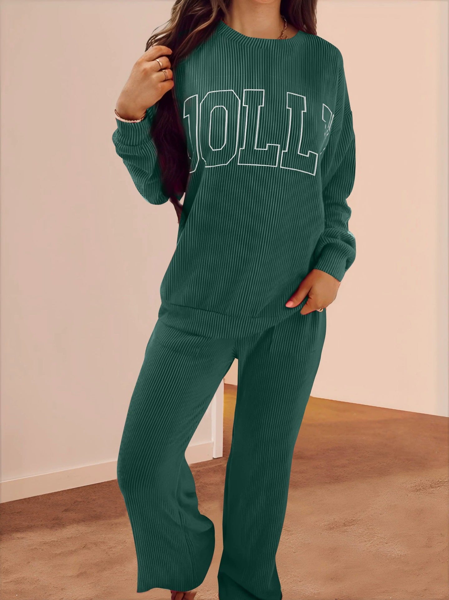 The "MERRY" Ribbed Lounge short set OR JOLLY PANT SET *PRE-ORDER*