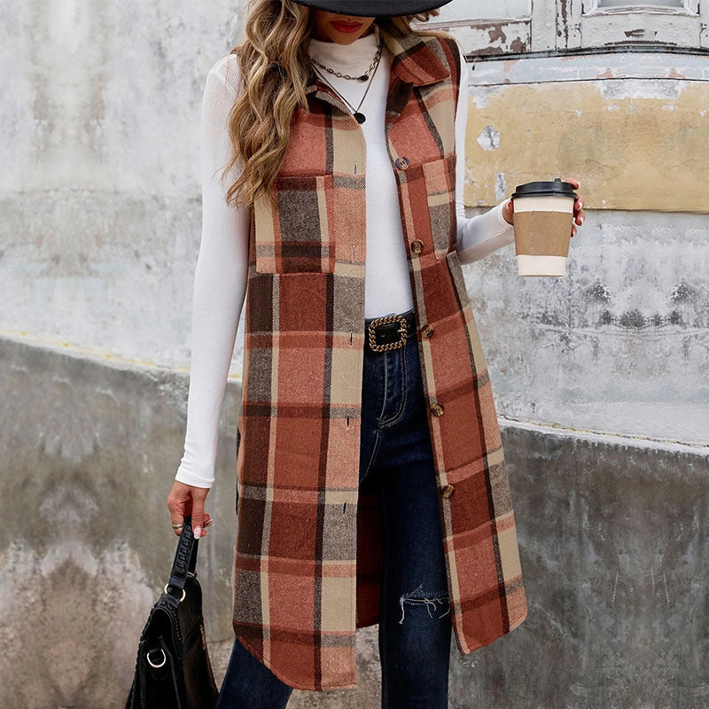 Autumn Stroll Sleeveless Plaid Vest
