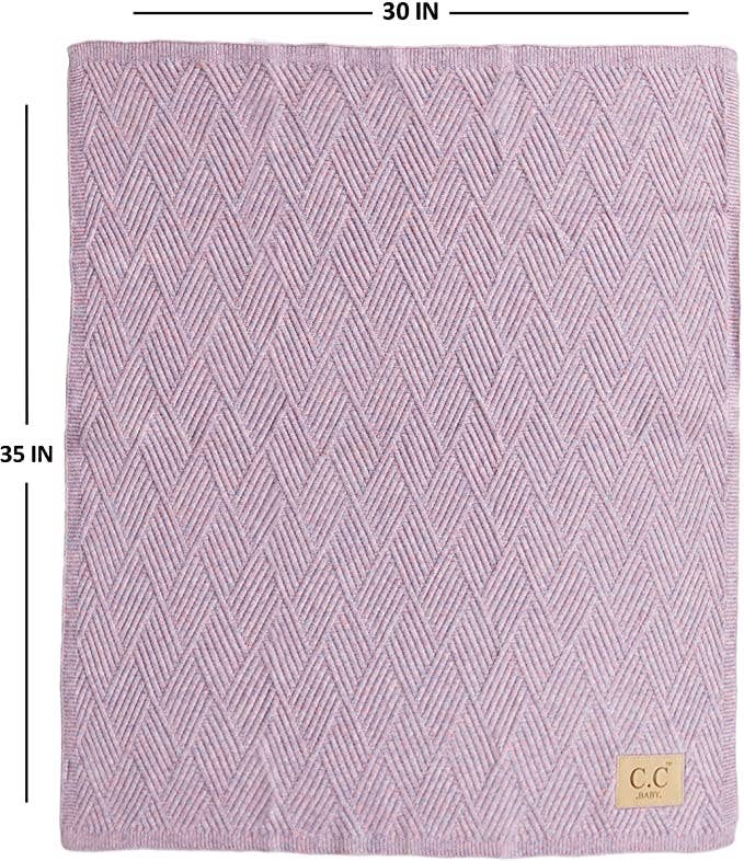 Baby Throw Blanket - Diagonal Basketweave (Lavender)