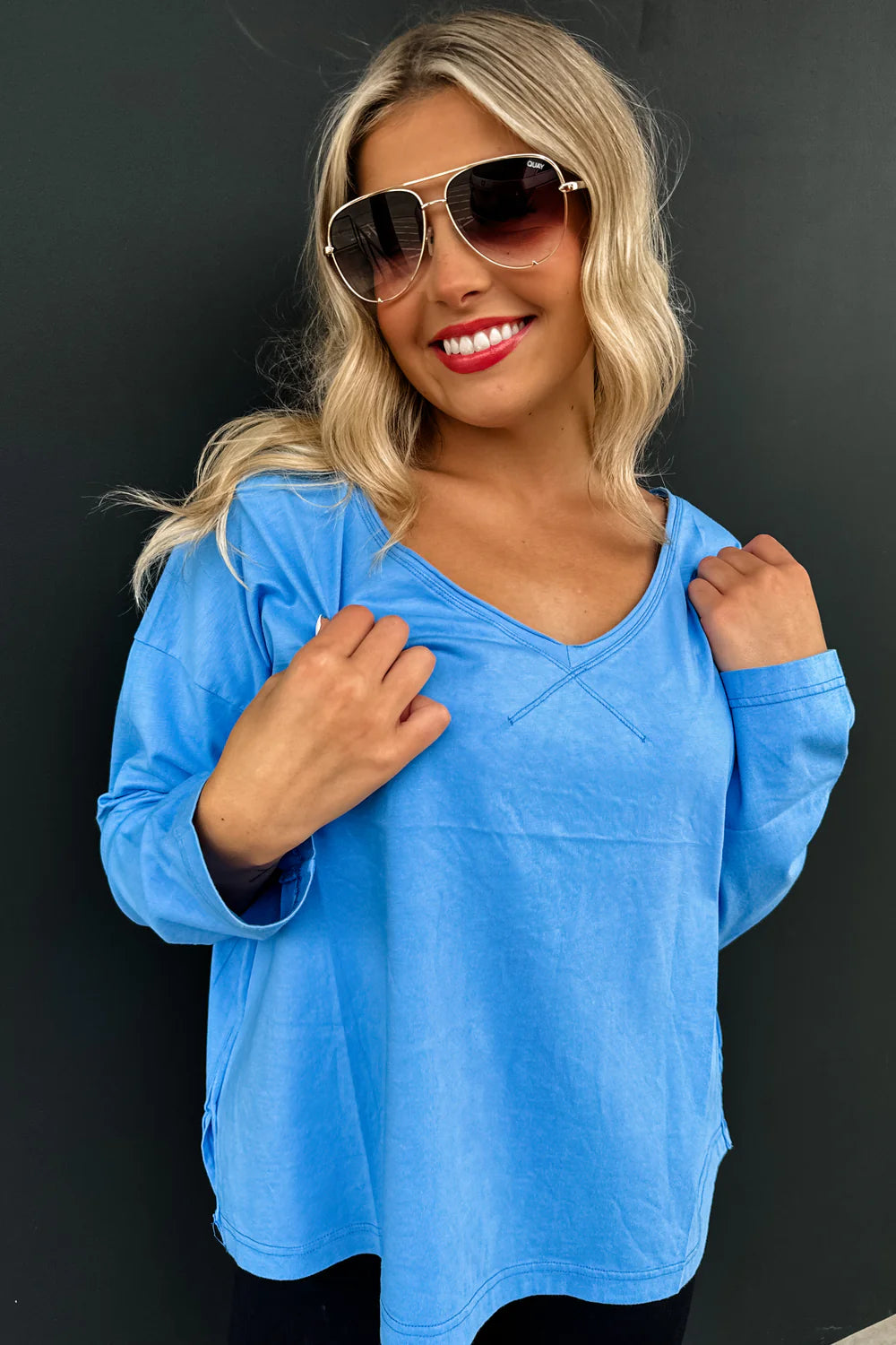 The Parker Basic Washed Tee- Blue