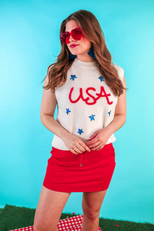 USA Tinsel Sweater Vest