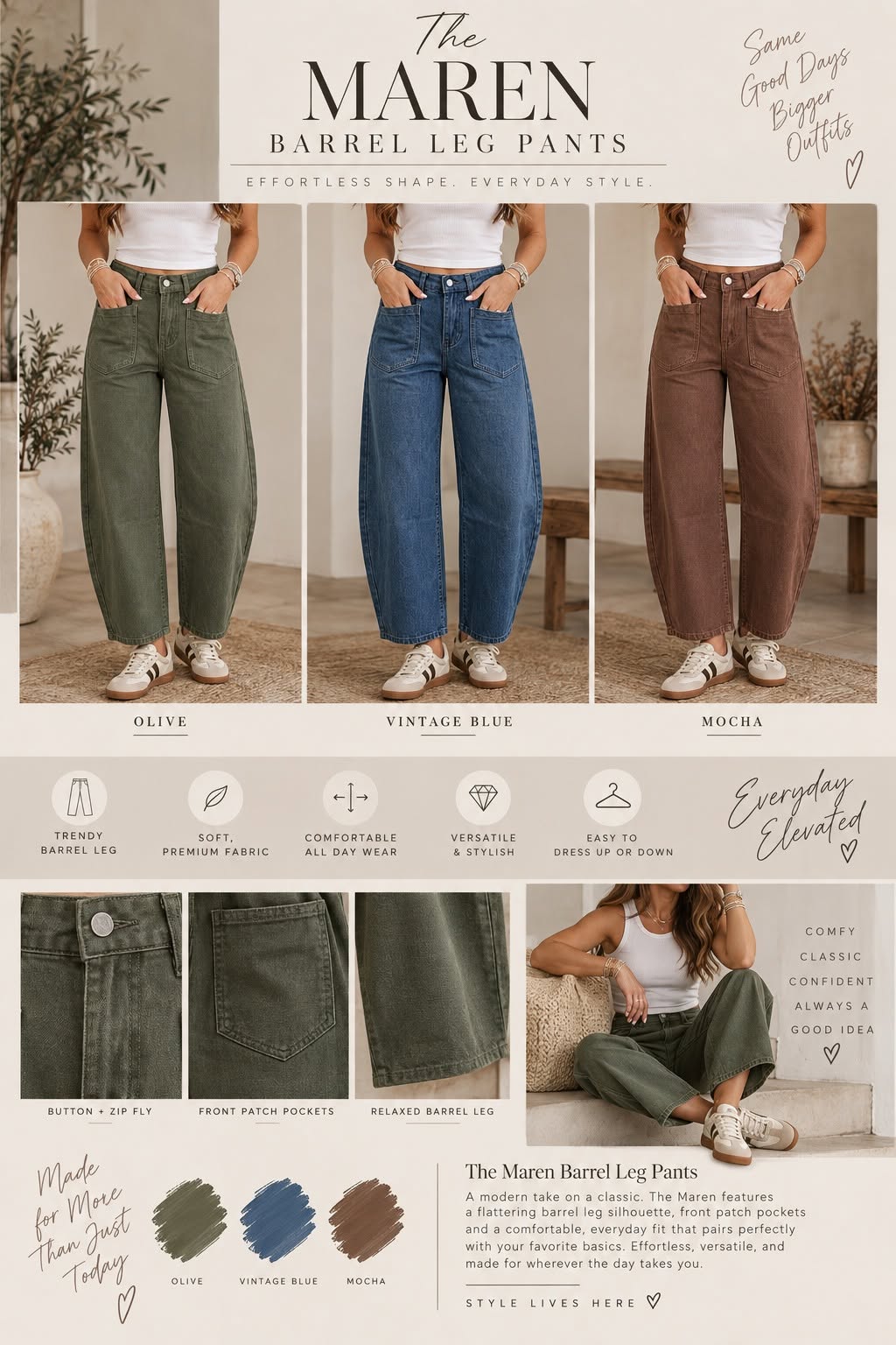 The Maren Barrel Leg Pants *PRE-ORDER*