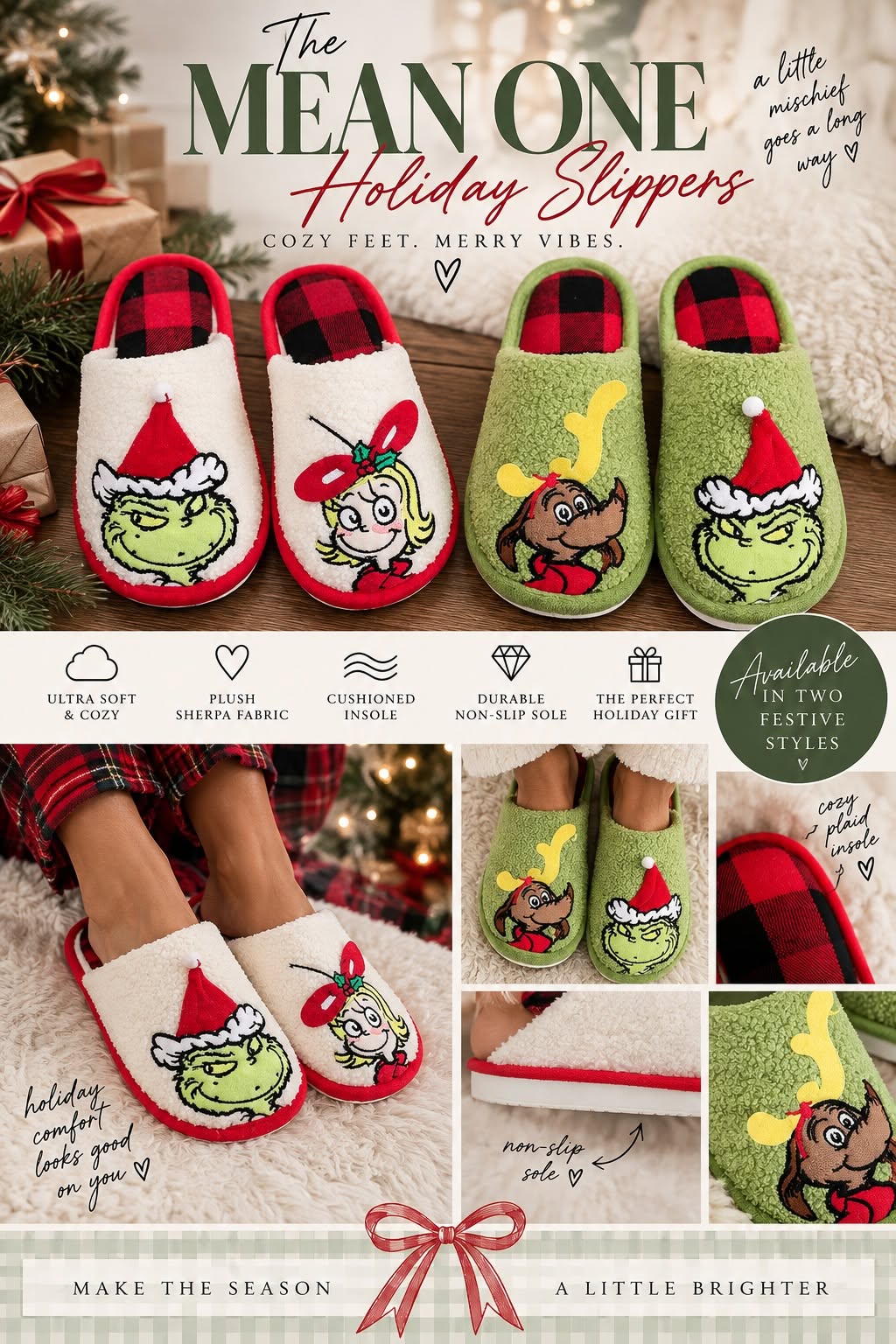 The Mean One Holiday Slippers *PRE-ORDER*