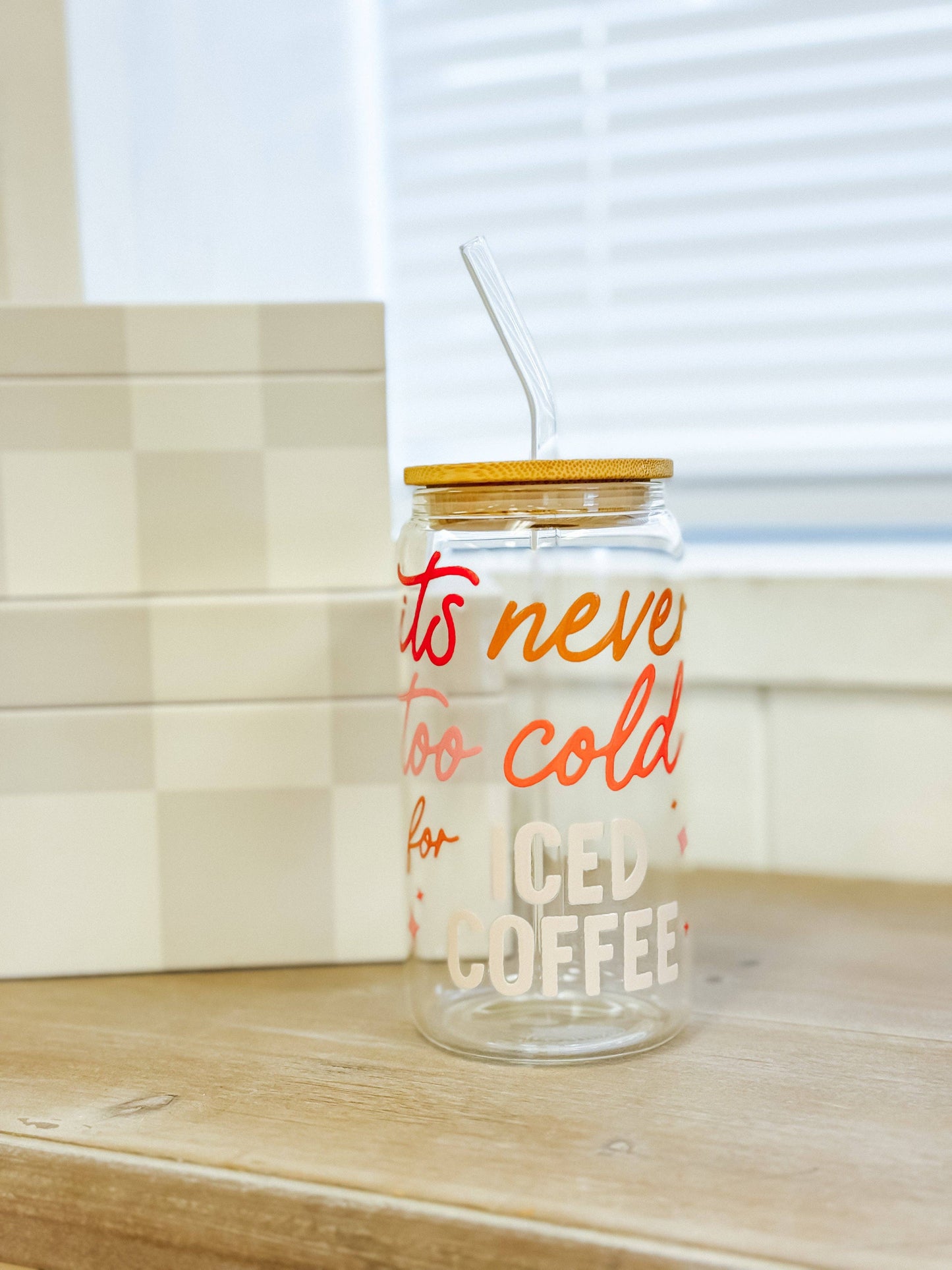 Never Too Cold Glass Coffee Cup