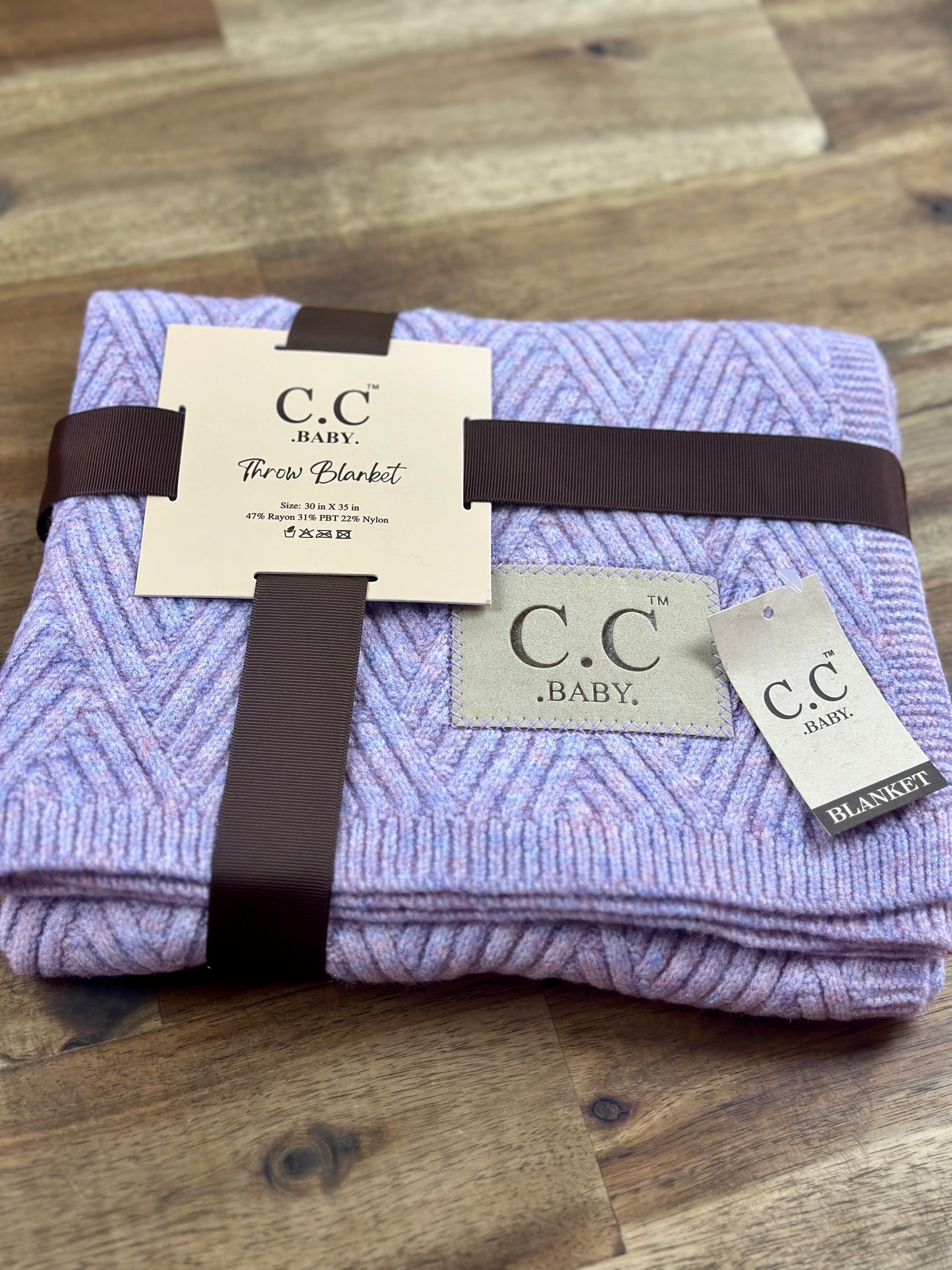 Baby Throw Blanket - Diagonal Basketweave (Lavender)