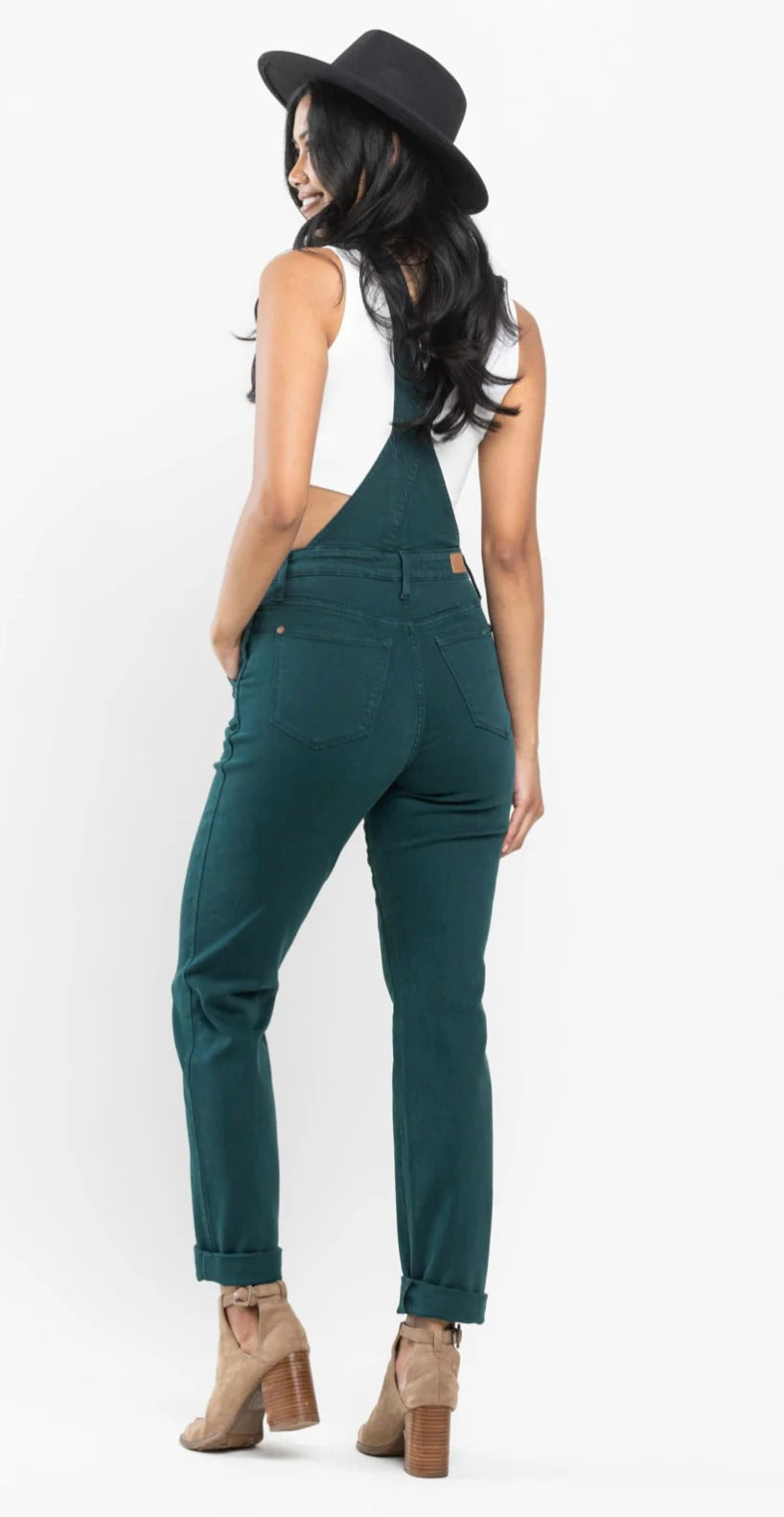Judy Blue: Double Cuff Overalls- Teal