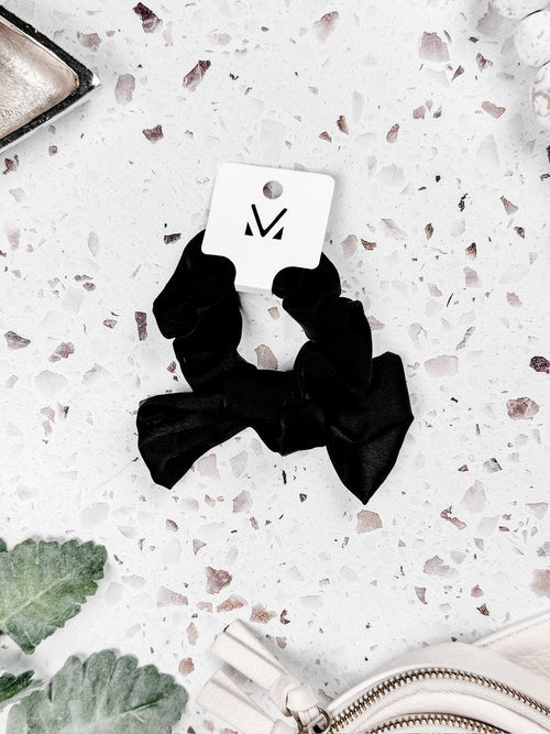 Satin Bow Scrunchie- Black
