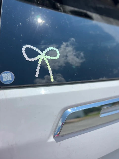 Metallic Pearl Bow Window Decals