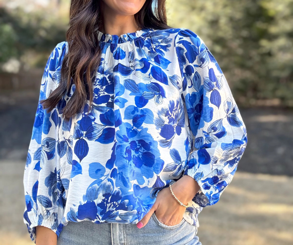 Abigail Floral Bubble Sleeve Top