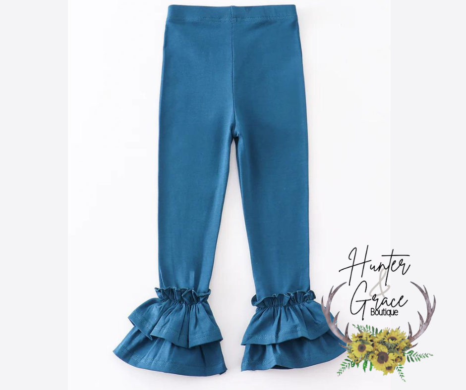 Teal Ruffle Pants